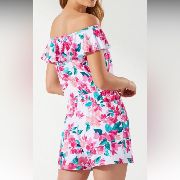 Tommy Bahama floral/tropical off the shoulder swim cover up  UPF 50 romper - Picture 4 of 5